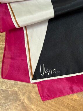 Vintage Vera Neumann Silk Scarfs Set - 80s Geometric Colourblock Pink & Black
